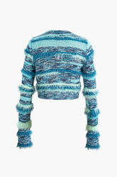 Berlin – Langärmlige Strickjacke mit blauen Federstreifen